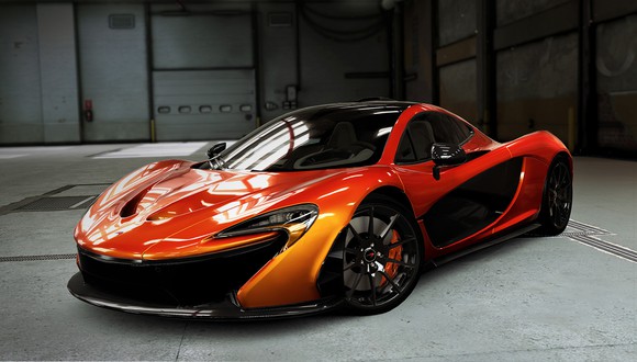 A sports car in a warehouse from Zynga's "CSR Racing 2" game.