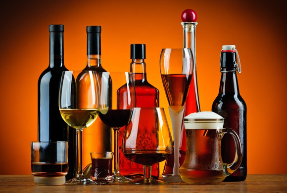 Bottles of wine, spirits, and beer