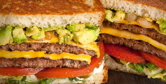 Two cheeseburgers side-by-side