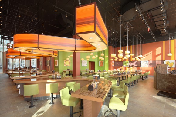 Interior of a Bobby's Burger Palace restaurant