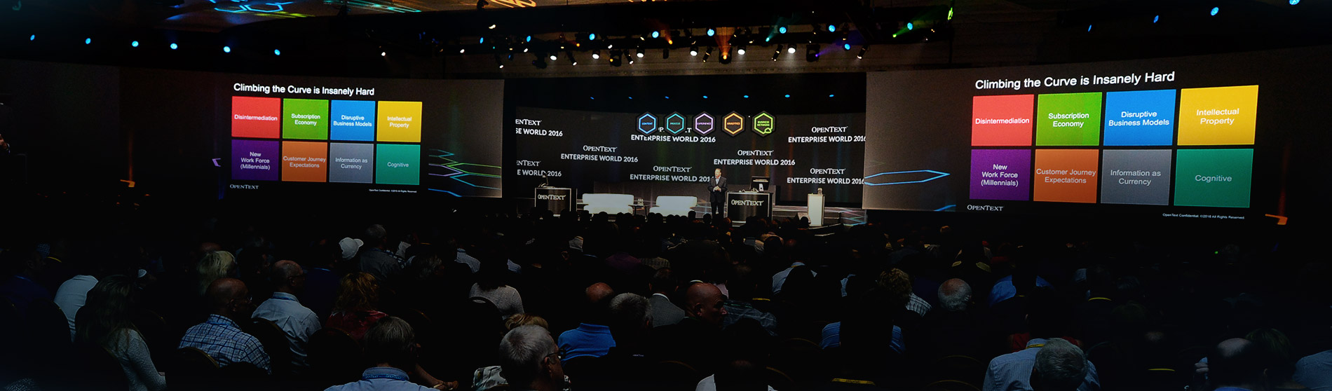 Conference hall at OpenText Enterprise World 2016 conference.