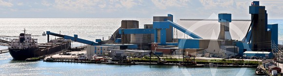 Compass Minerals salt processing and shipment plant.