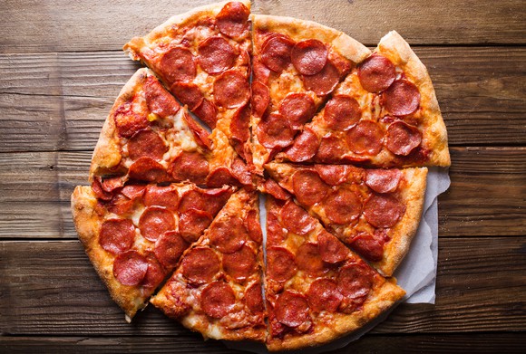 A pepperoni pizza