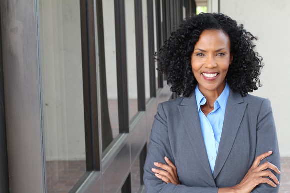 Female professional in a business suit