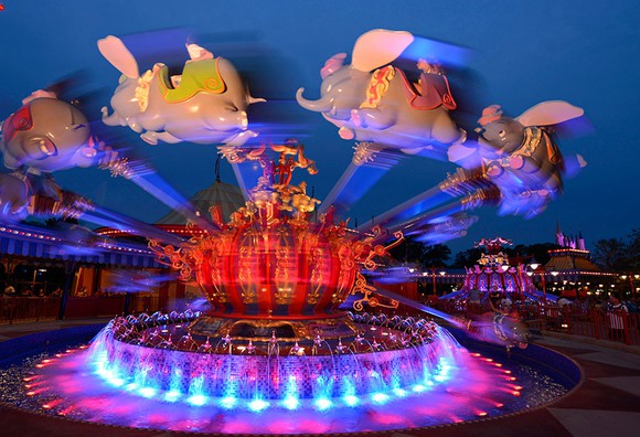 The Dumbo flying elephant ride at Disneyland.