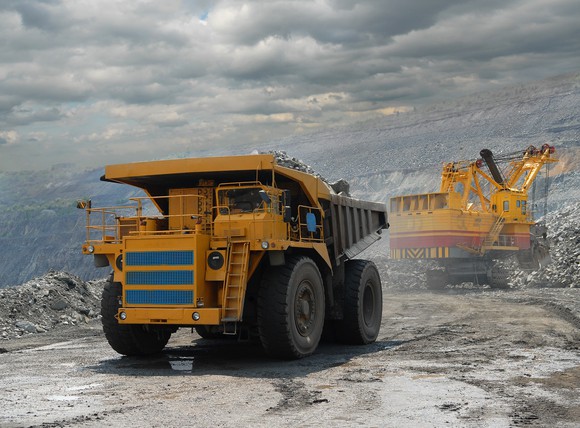 Mining equipment operating in a strip mine