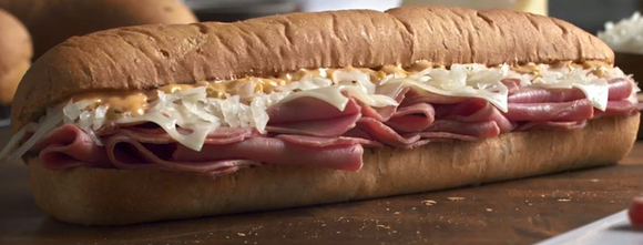 A ham and cheese Subway Sandwich.