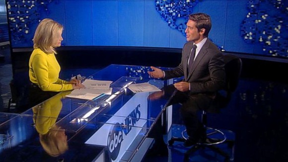 Diane Sawyer at ABC News desk with David Muir