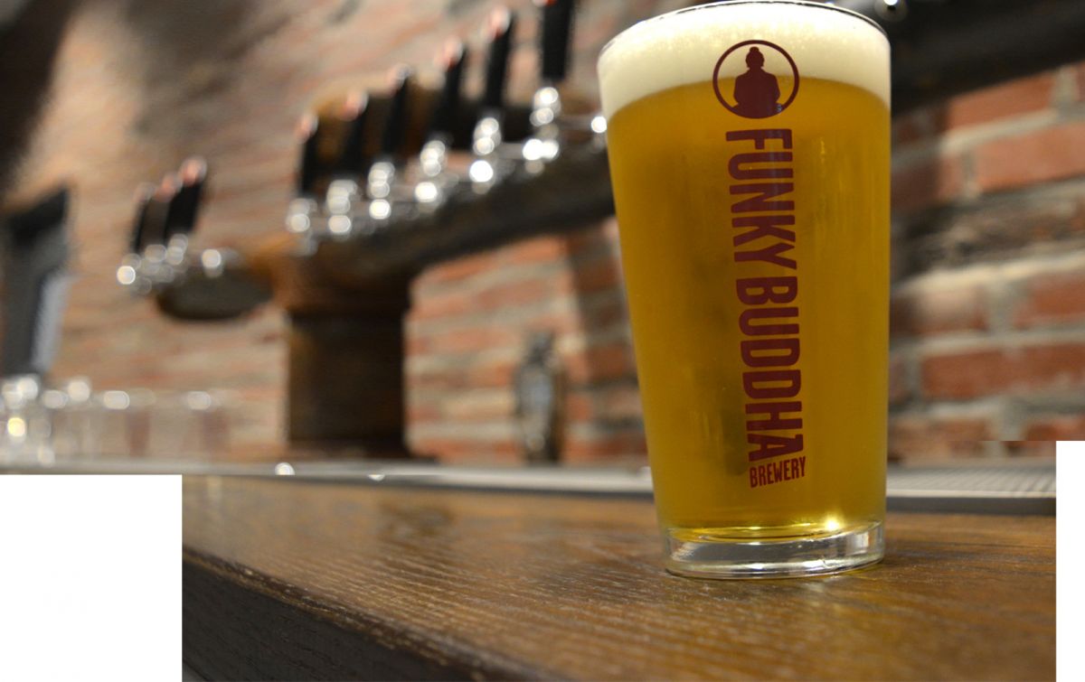 Glass of Funky Buddha beer