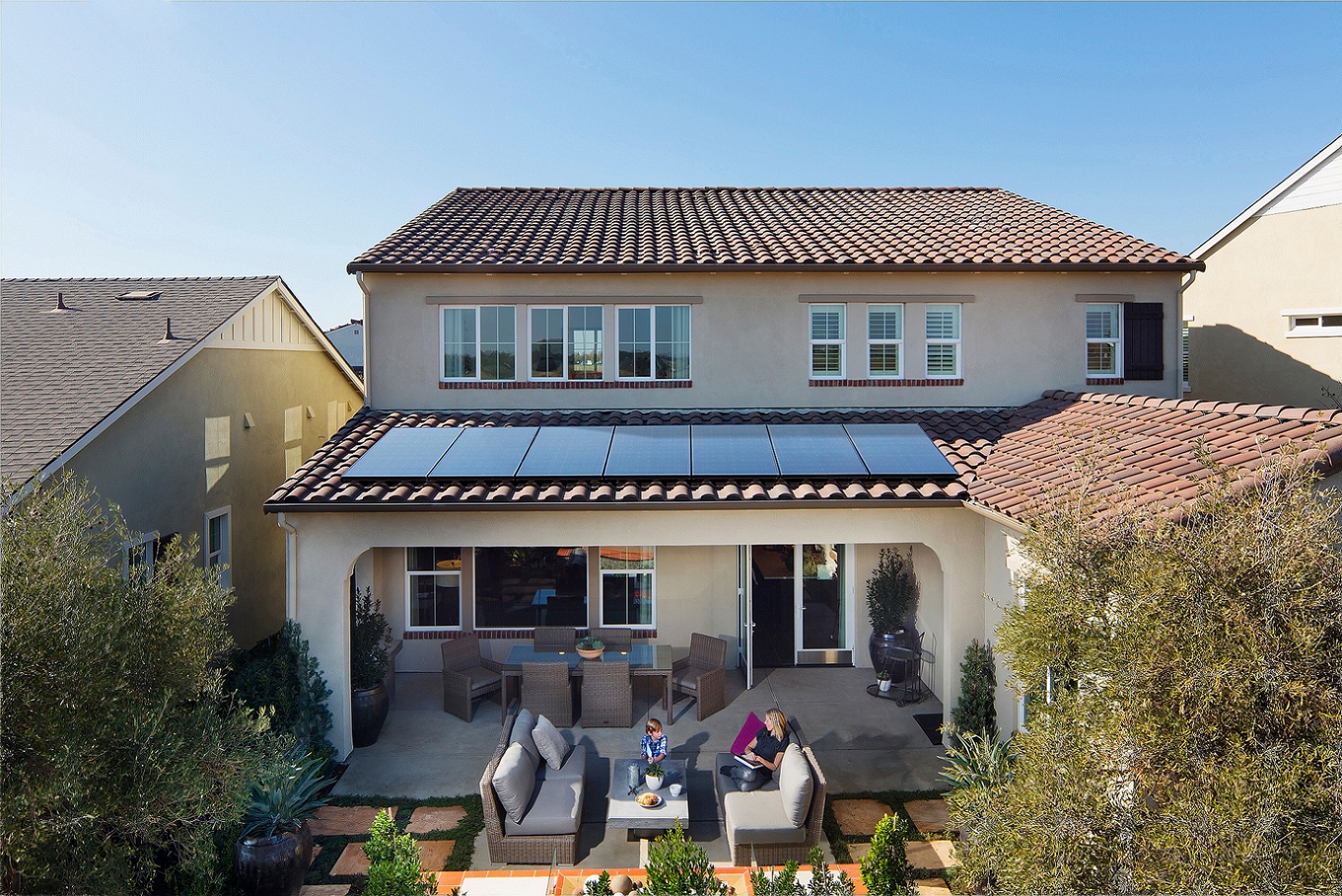 Front view of a home with SunPower solar panels on the roof