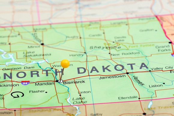 North Dakota on the map