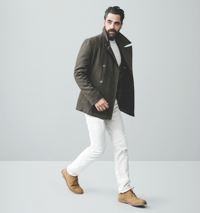 A man wears clothes from a Target line.