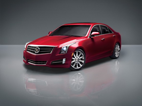 A red 2017 Cadillac ATS.