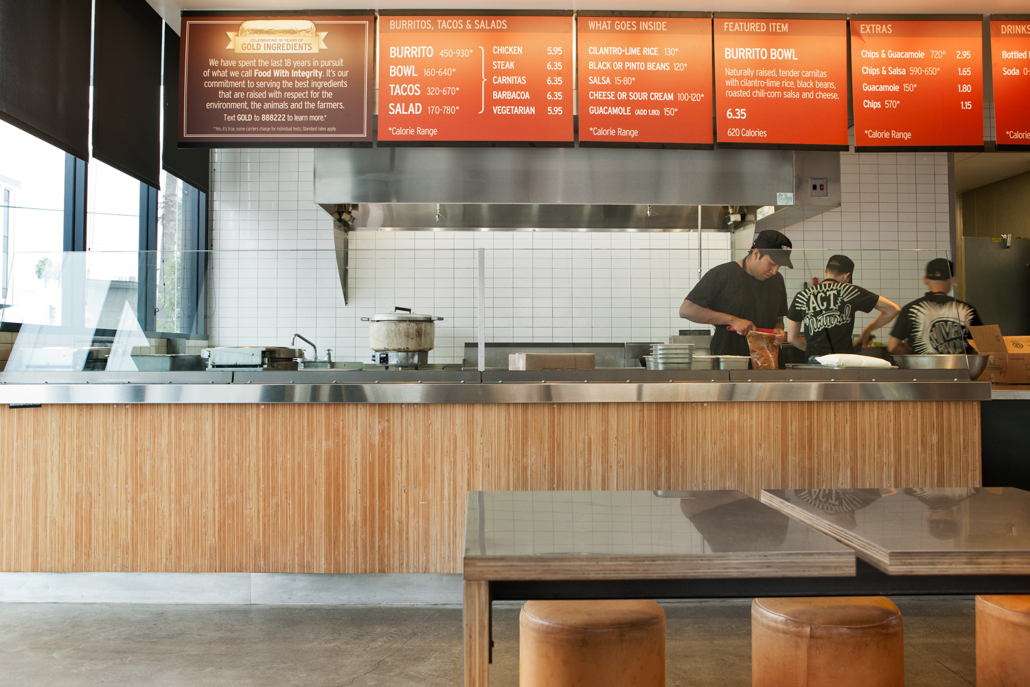 The inside of a Chipotle