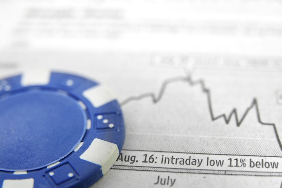Blue chip on top of declining stock chart