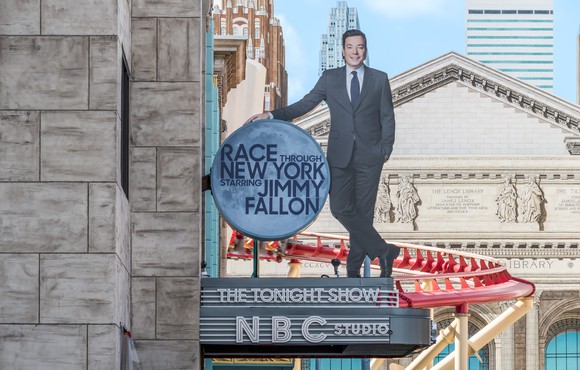 The outside marquee for Race through New York with Jimmy Fallon