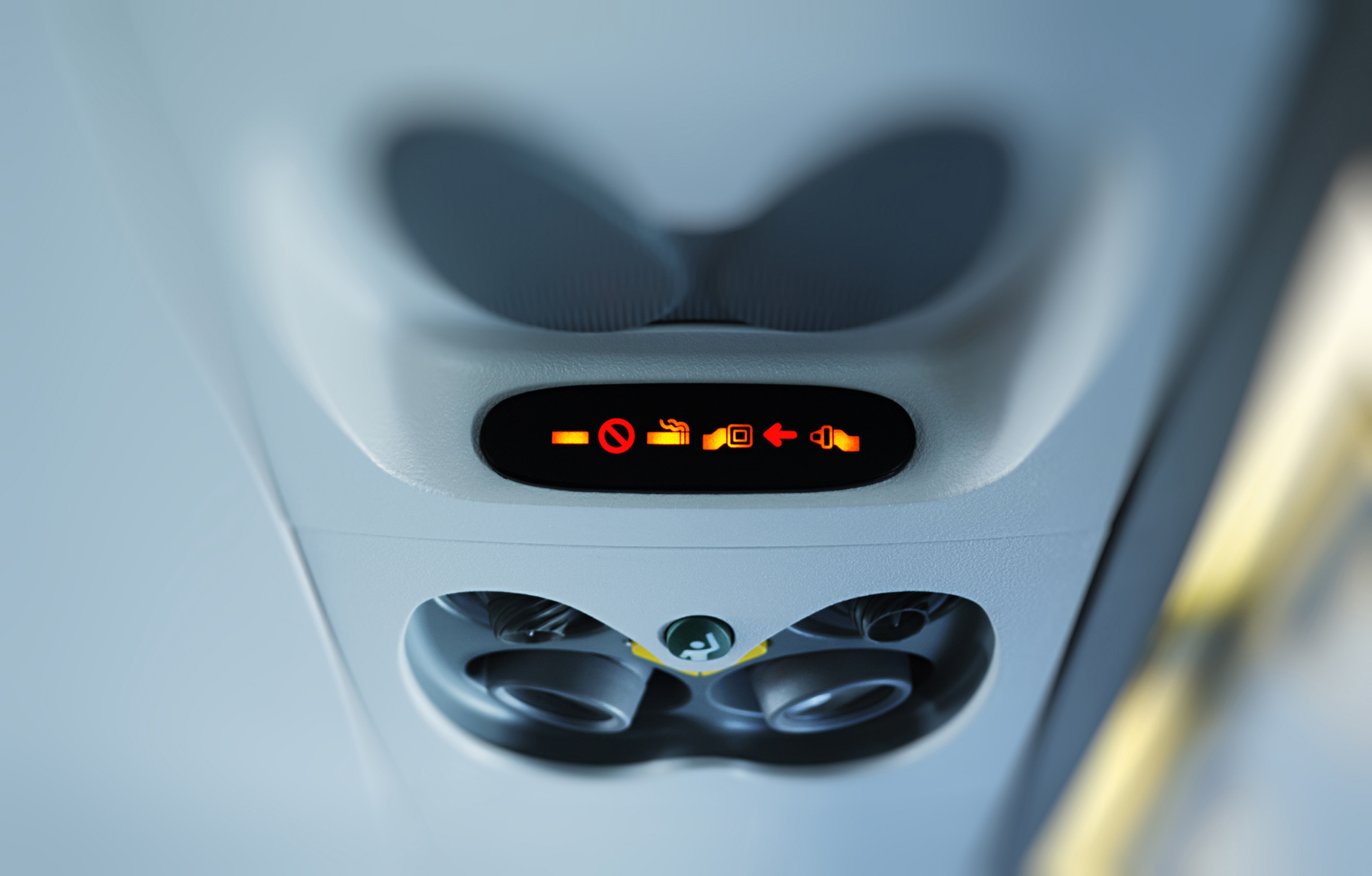 The seat belt sign in an airplane.