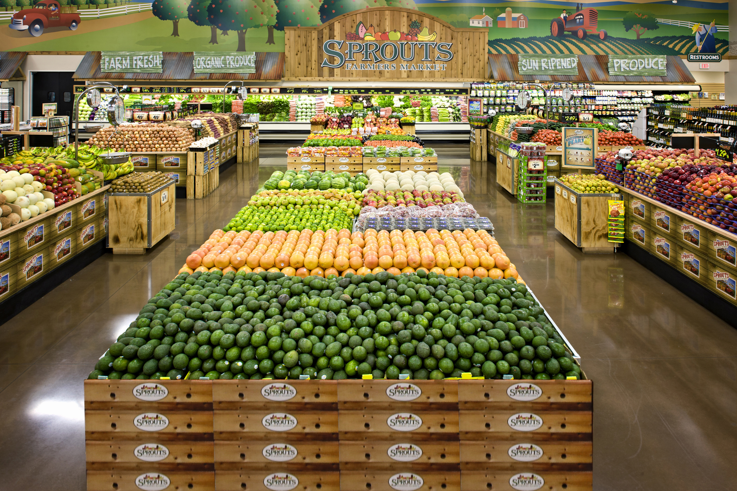 Sprouts Farmers Market produce department with neatly arranged fruits and vegetables