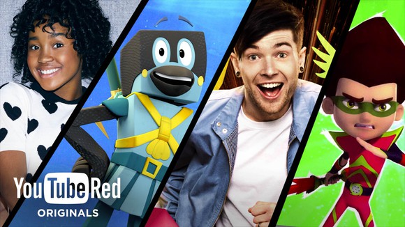 A four-part banner of posters from some of YouTube Red's kid-friendly shows.