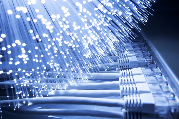 Fiber optic and ethernet cables.