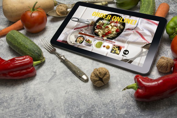 Tablet with online food delivery order