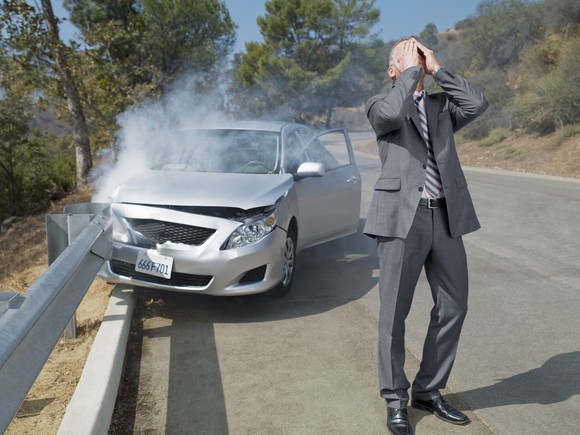 Man after a car accident