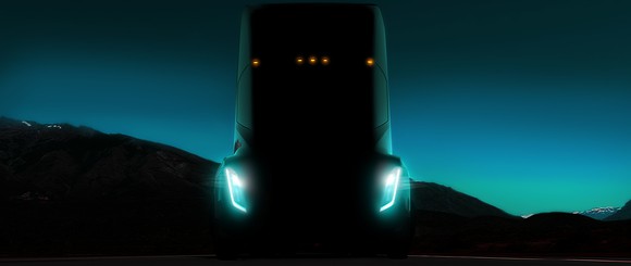A teaser photo of Tesla's semi-truck.