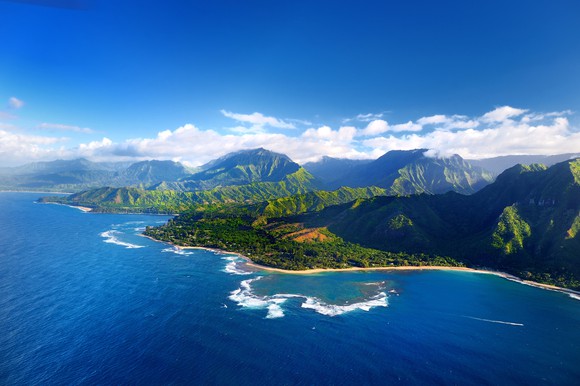 Image shows exotic vacation destination.