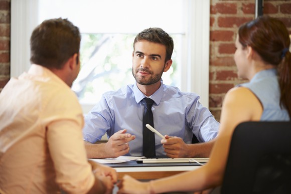 Couple meeting with professional