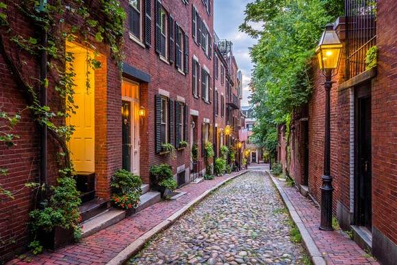 Acorn Street in Boston, Mass.