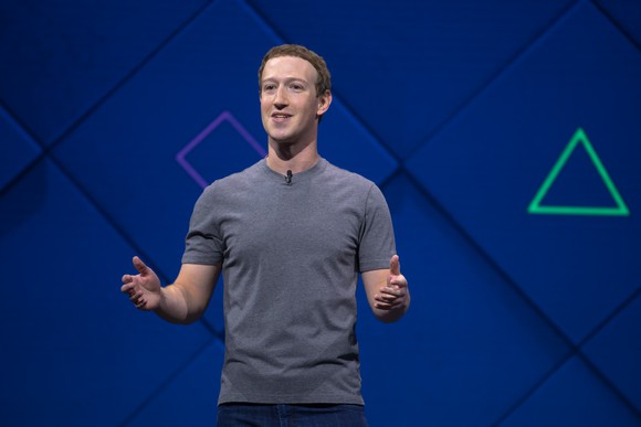 Mark Zuckerberg speaking on stage