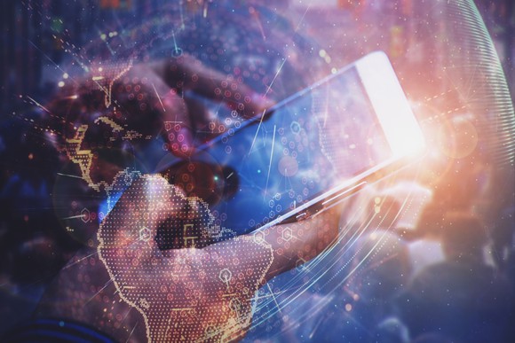 Abstract image representing smartphone and connectivity.