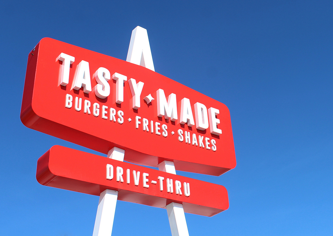 The Tasty Made sign