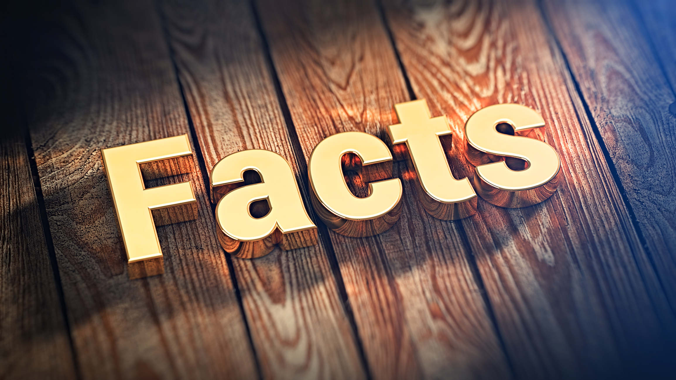 Facts cutout letters on wooden planks
