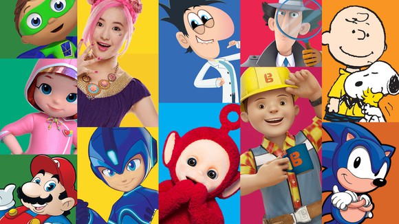 A collage of popular cartoon and live-action kid shows under DHX Media's management.