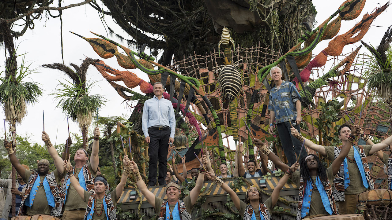 Bob Iger and James Cameron at the Grand Opening of Pandora -- The World of Avatar.