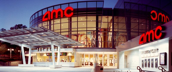 The outside entrance to an AMC Theater.