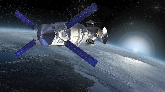 A satellite orbiting the Earth