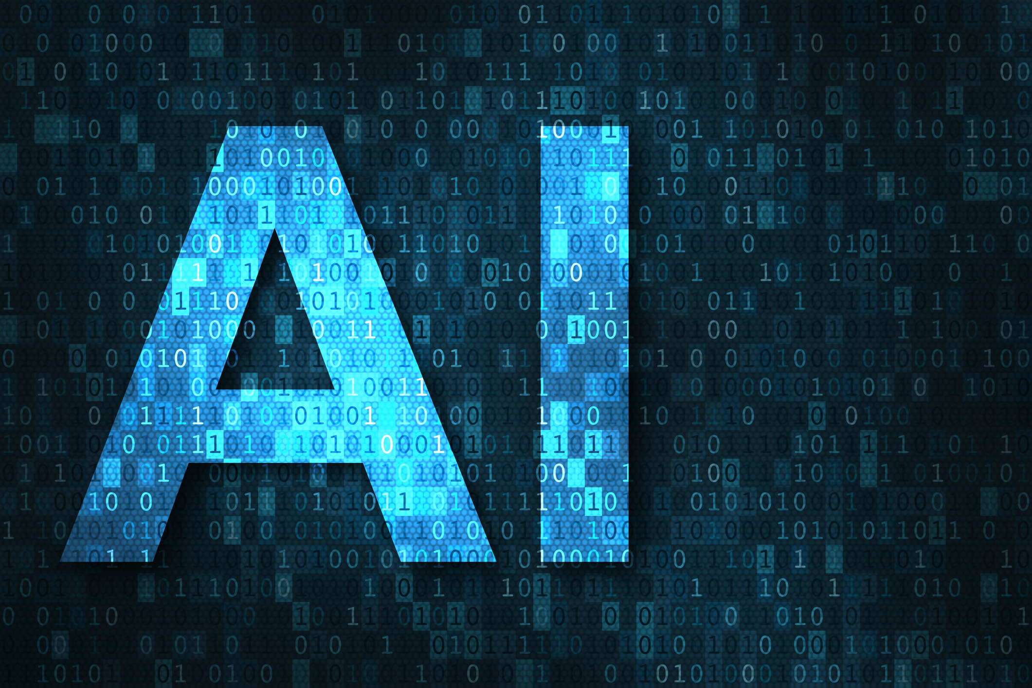 AI overlaid on binary code