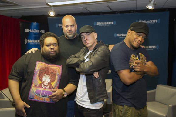 Eminem and friends at Sirius XM's studios.