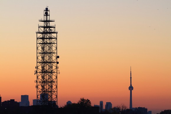 A communications tower in Toronto.