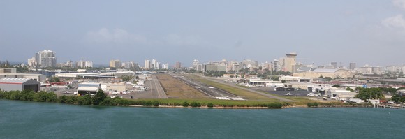 The San Juan Airport during an approach for landing.