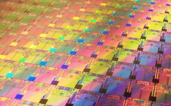 A wafer of Intel chips.