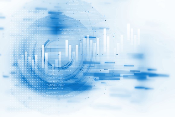 A financial graph on top of data figures.