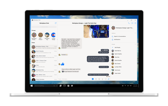Workplace Chat desktop app on a laptop