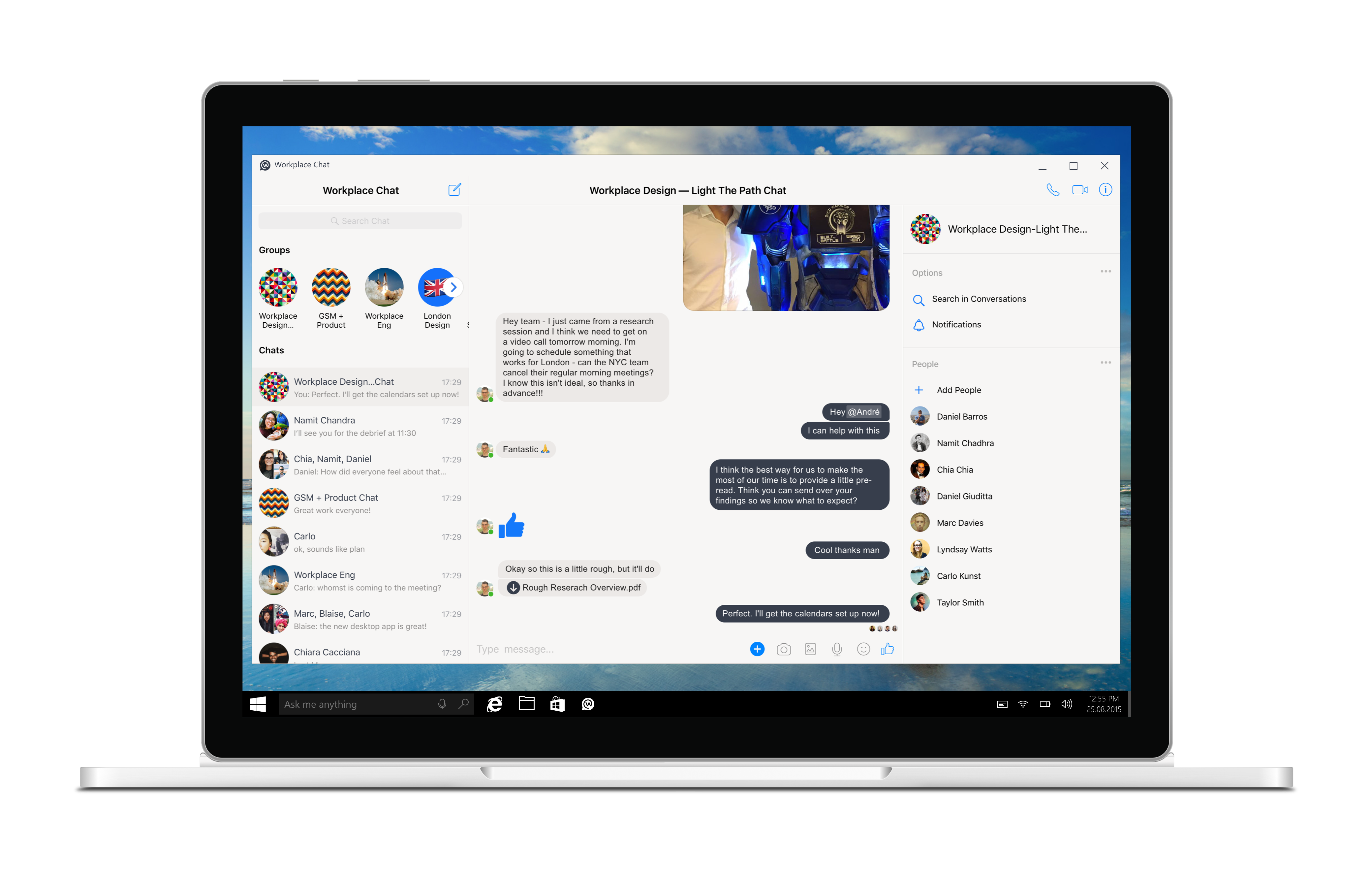 Workplace desktop app on a Windows laptop