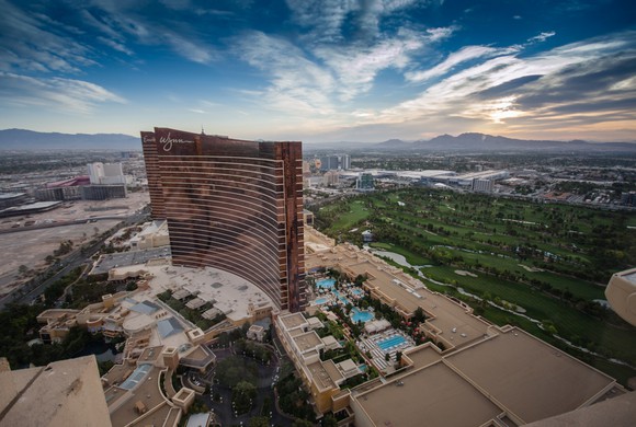 Wynn Las Vegas and its golf course overhead view.