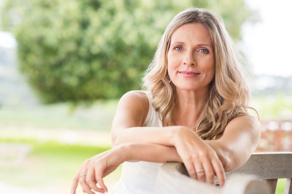 Middle-aged woman outdoors