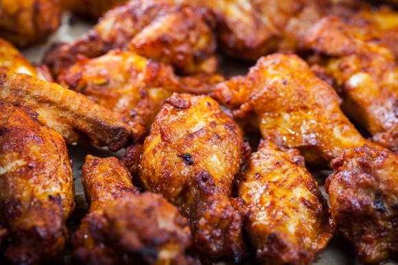 Chicken wings on a baking sheet
