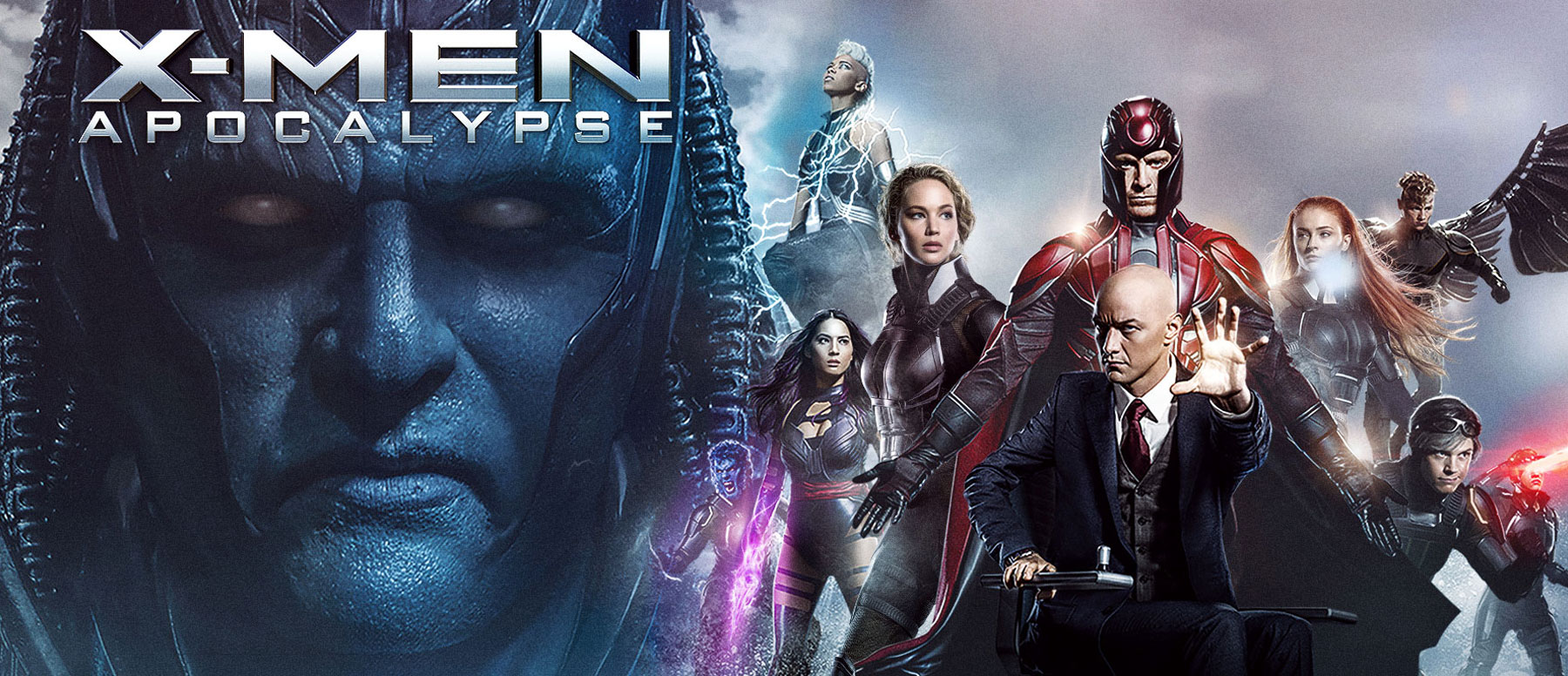 A promotional still from X-Men Apocalypse showing various characters.